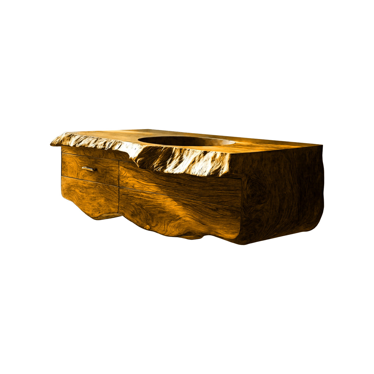 Oriven Sculpted Solid Wood Floating Bathroom Vanity with Drawers Teak - Timberustic Floating Bathroom Vanity With Drawers
