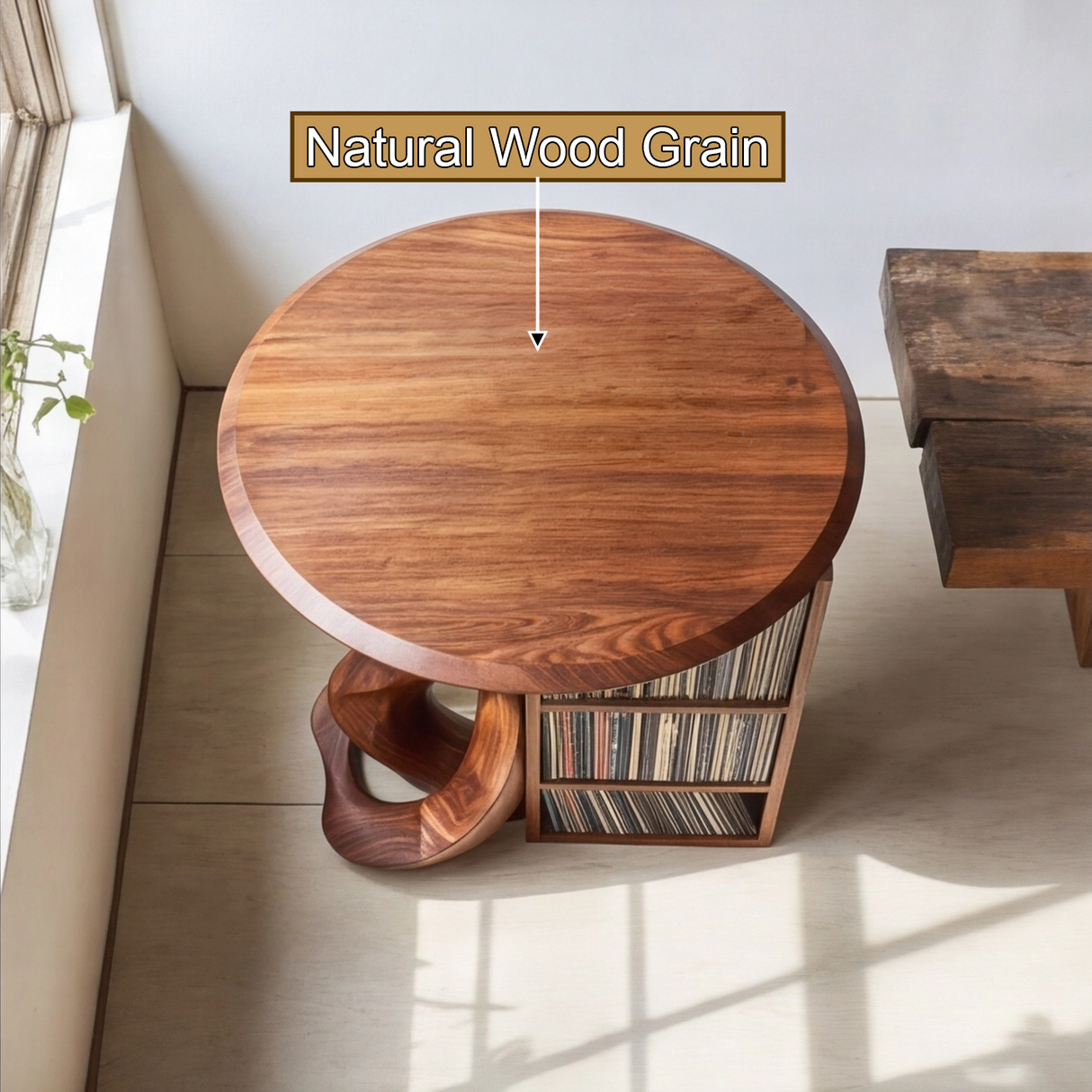 Orivon Handcrafted Solid Wood Record Player Stand SPA241503 - Timberustic Record Player Stand With Storage