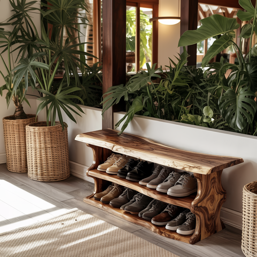 Orlan Organic Modern Solid Wood Shoe Rack