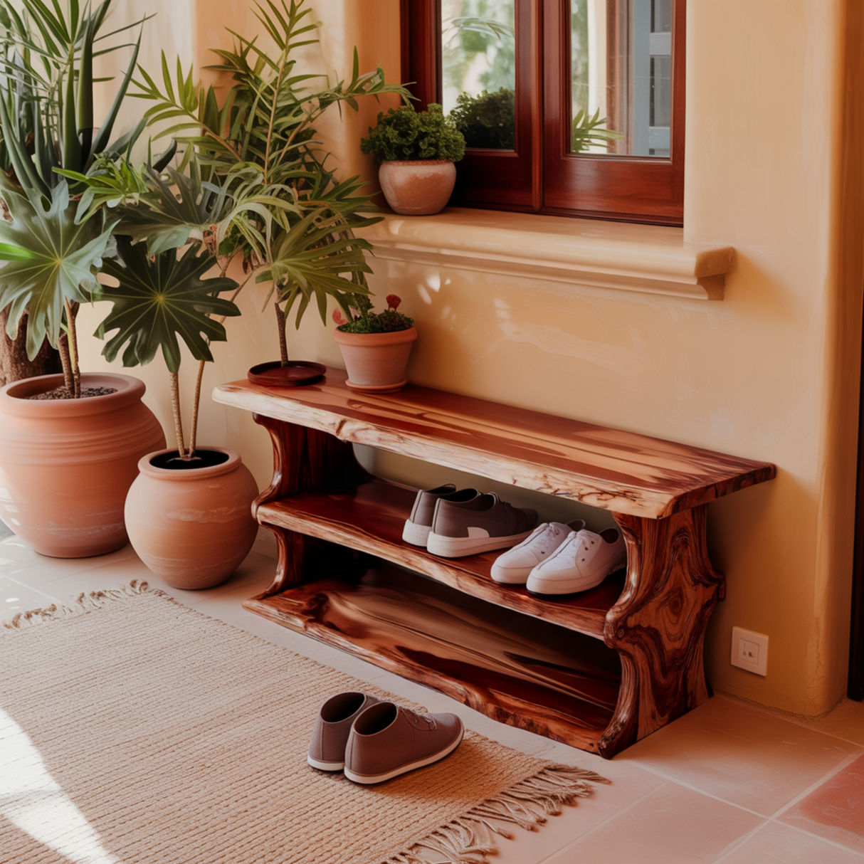 Orlan Organic Modern Solid Wood Shoe Rack