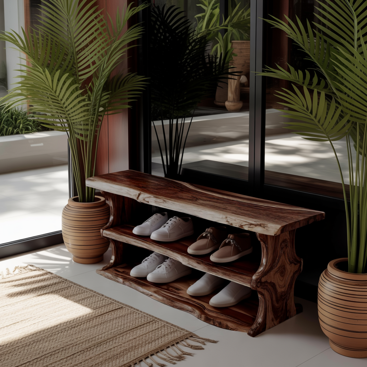 Orlan Organic Modern Solid Wood Shoe Rack