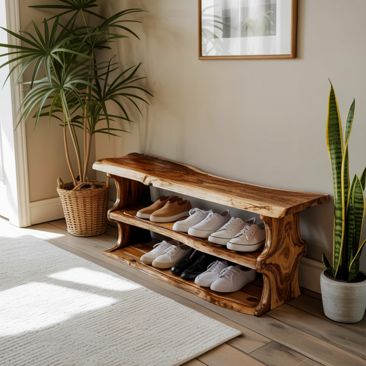 Orlan Organic Modern Solid Wood Shoe Rack