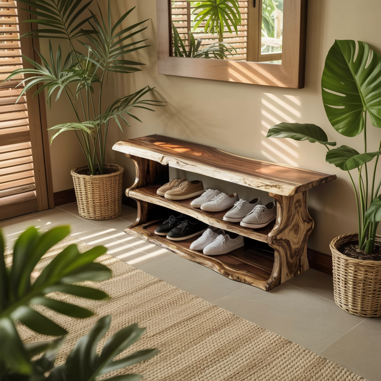 Orlan Organic Modern Solid Wood Shoe Rack