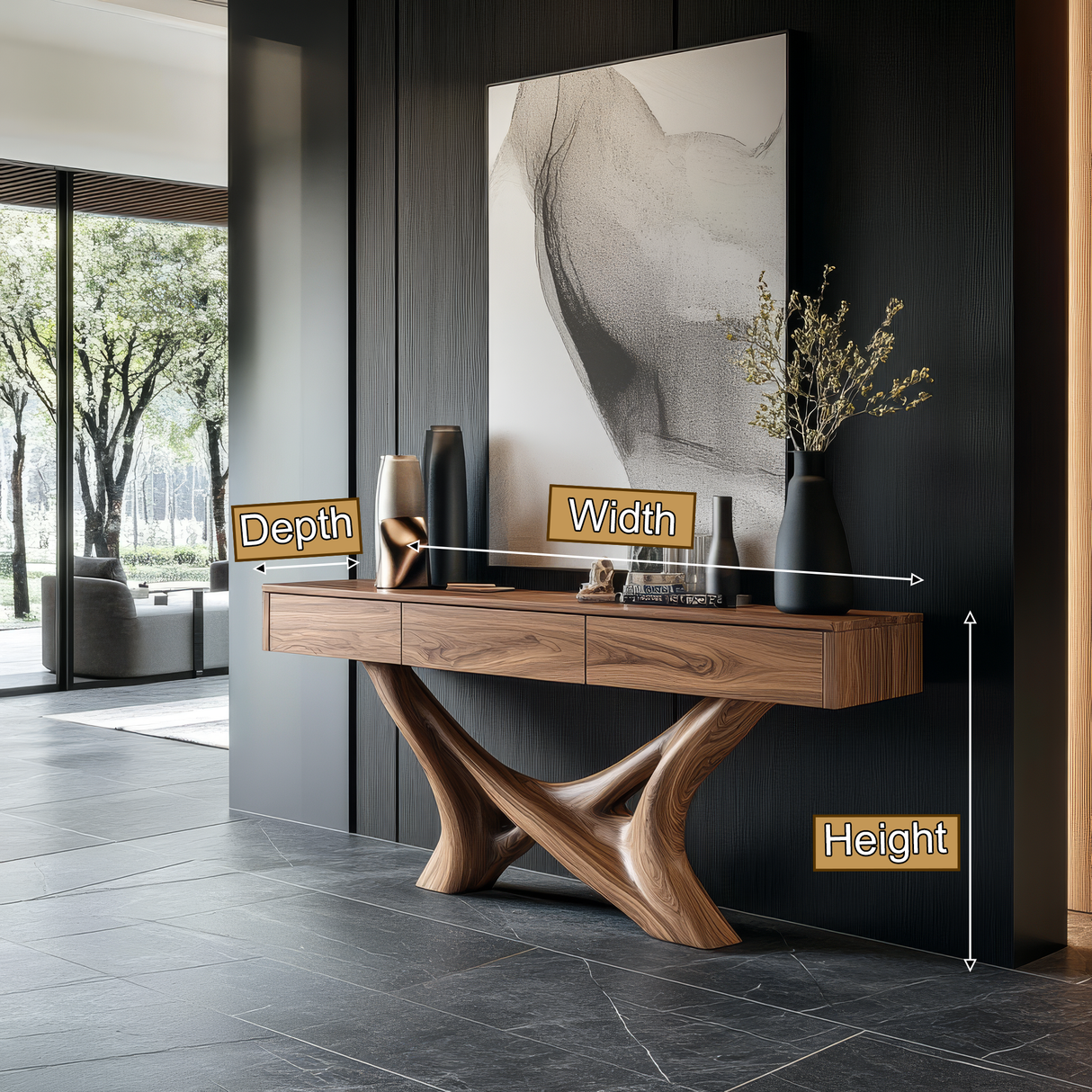 Orlathen Solid Wood Sculpted Console Table - Timberustic Console Table