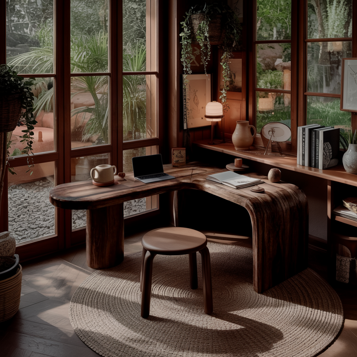 Orlen Curved Solid Wood L-Shaped Desk