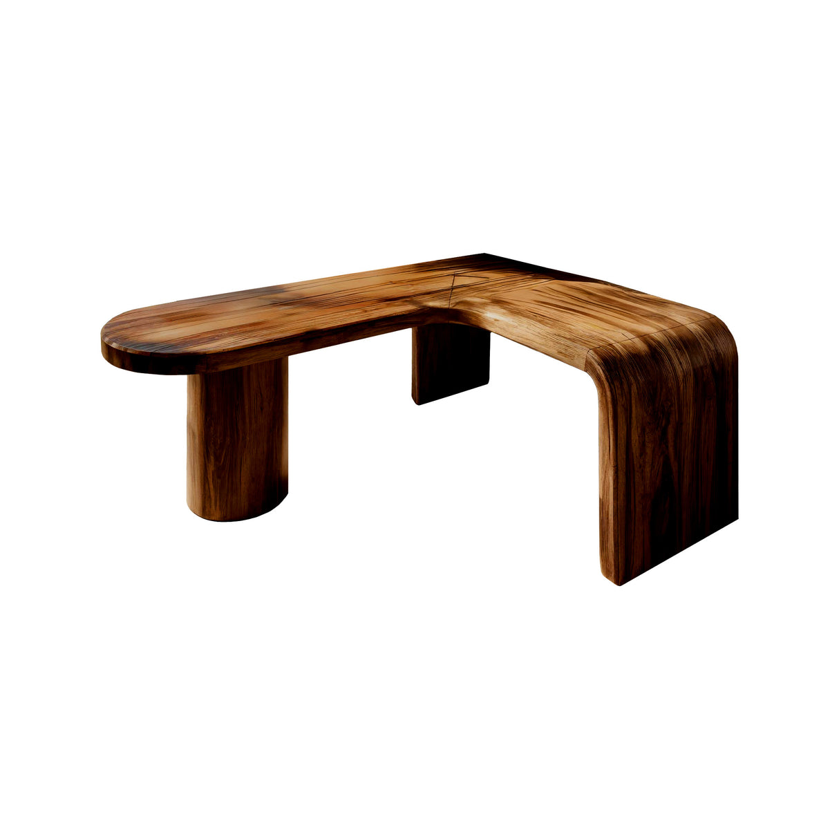 Orlen Curved Solid Wood L-Shaped Desk