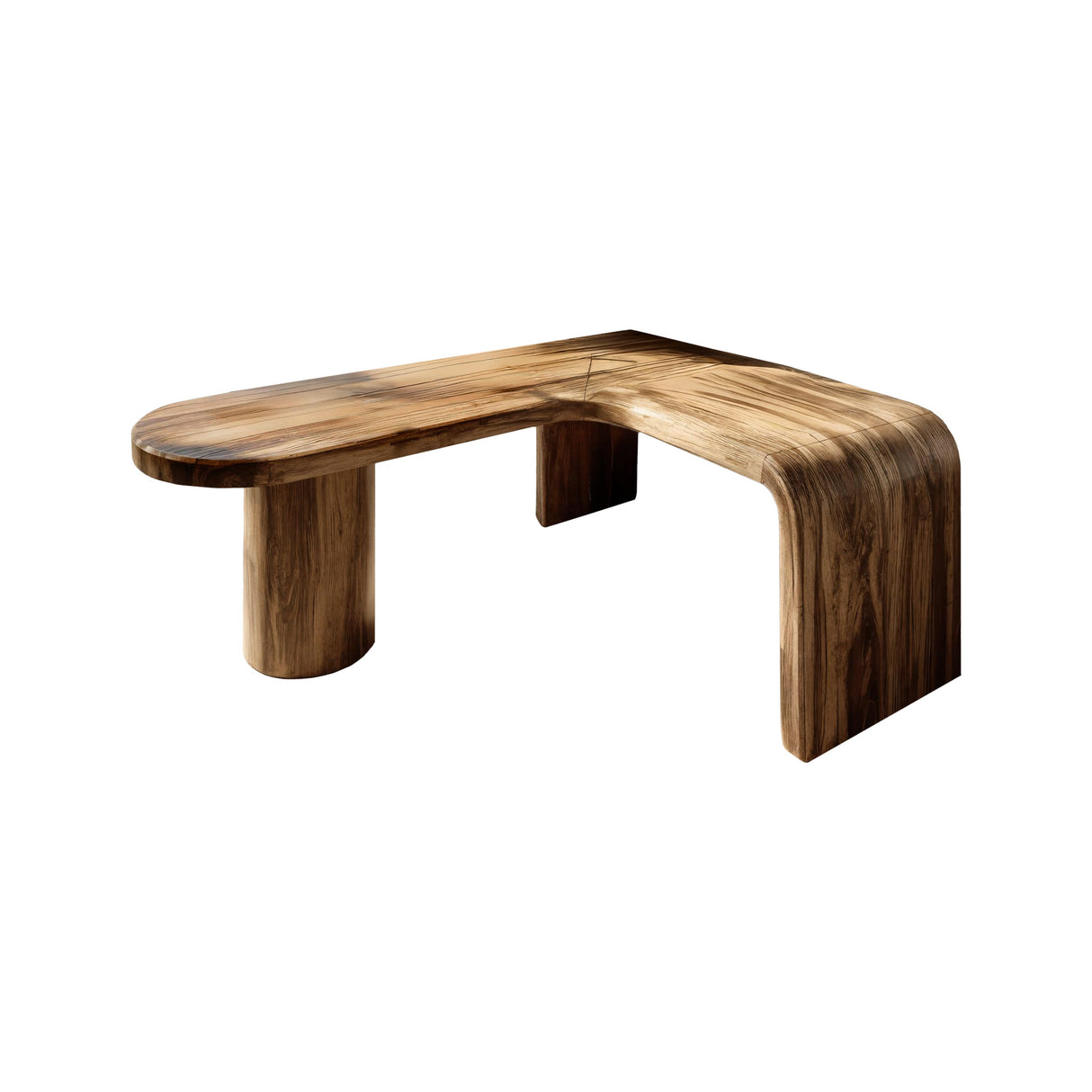 Orlen Curved Solid Wood L-Shaped Desk