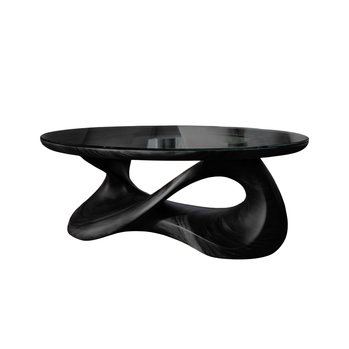 Orlessa Sculpted Solid Wood Coffee Table with Glass Top Black - Timberustic Coffee Table