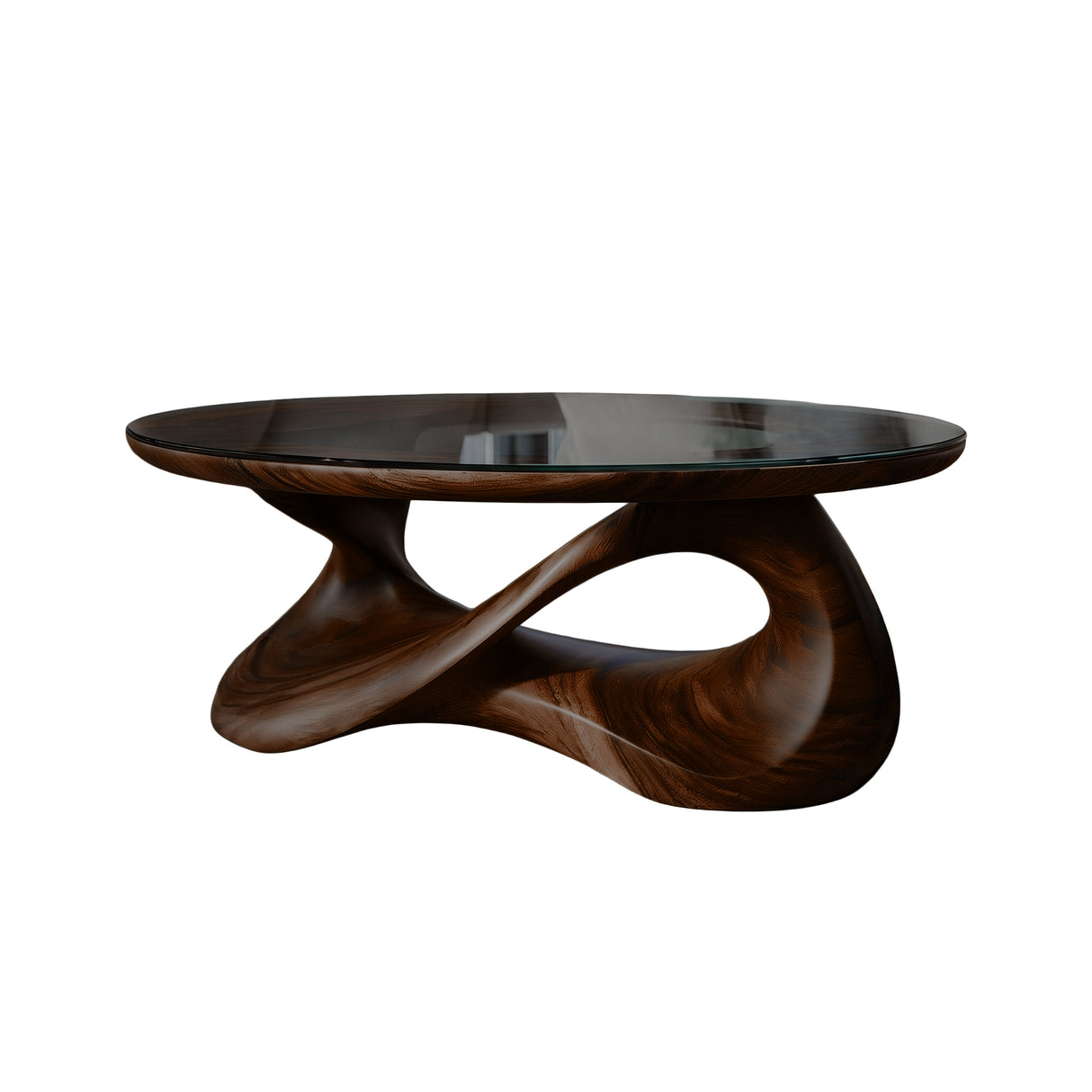 Orlessa Sculpted Solid Wood Coffee Table with Glass Top Dark Walnut - Timberustic Coffee Table