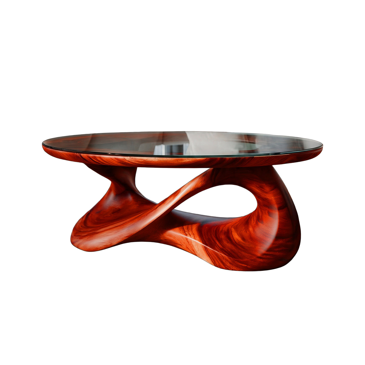 Orlessa Sculpted Solid Wood Coffee Table with Glass Top Mahogany - Timberustic Coffee Table