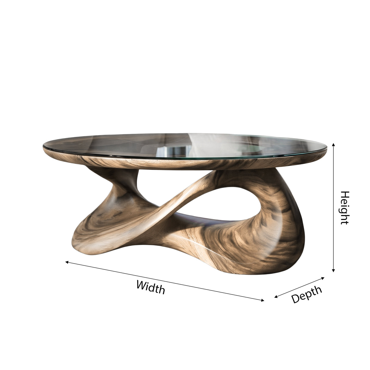 Orlessa Sculpted Solid Wood Coffee Table with Glass Top - Timberustic Coffee Table