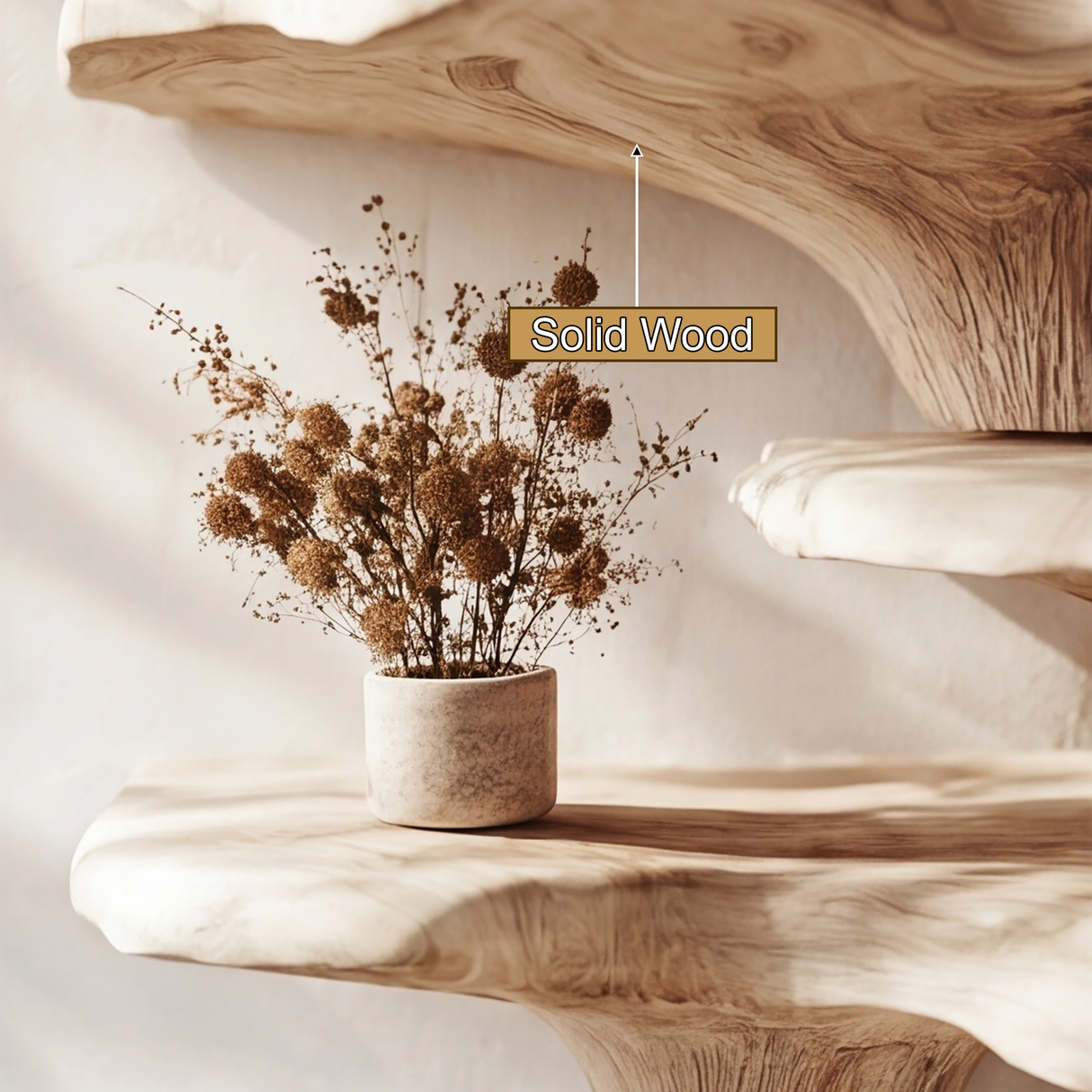Orlithen Solid Wood Sculpted Mushroom Floating Shelf SPA395837 - Timberustic Floating Shelf