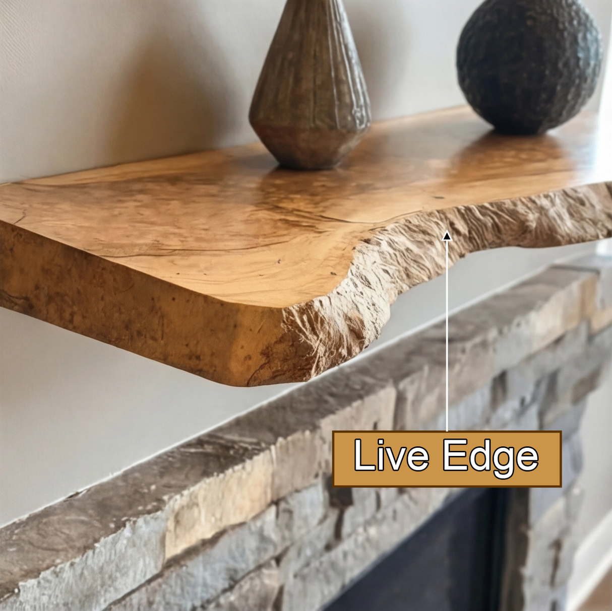 Orliven Live Edge Solid Wood Floating Shelf SPA359832 - Timberustic Floating Shelf