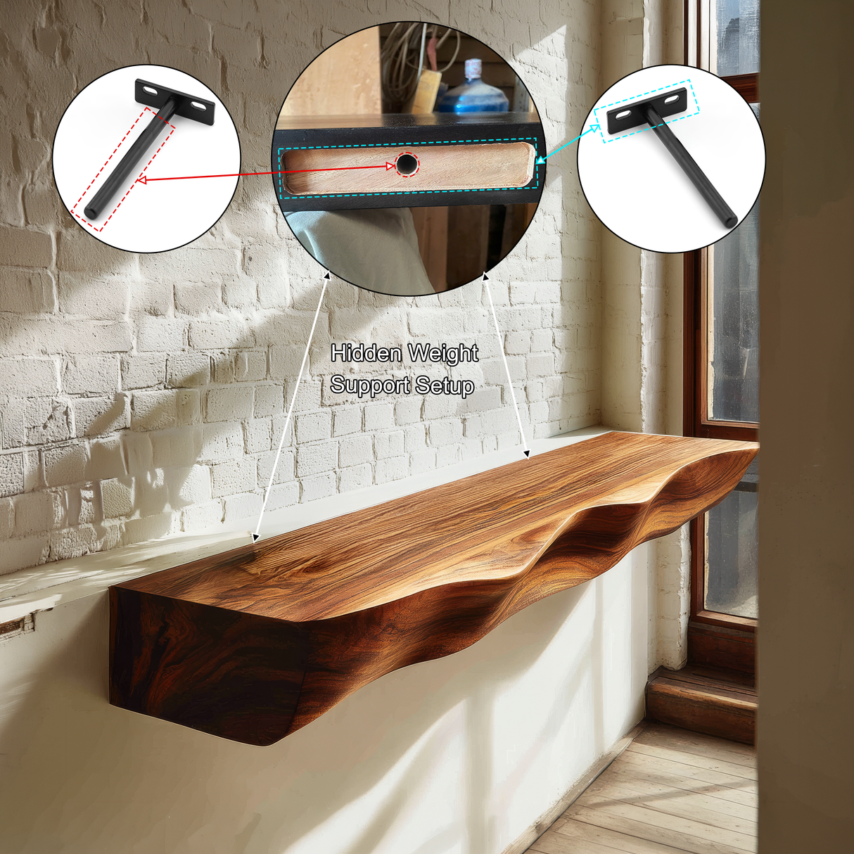 Orliven Sculpted Solid Wood Floating Shelf SPA265482 - Timberustic Floating Shelf