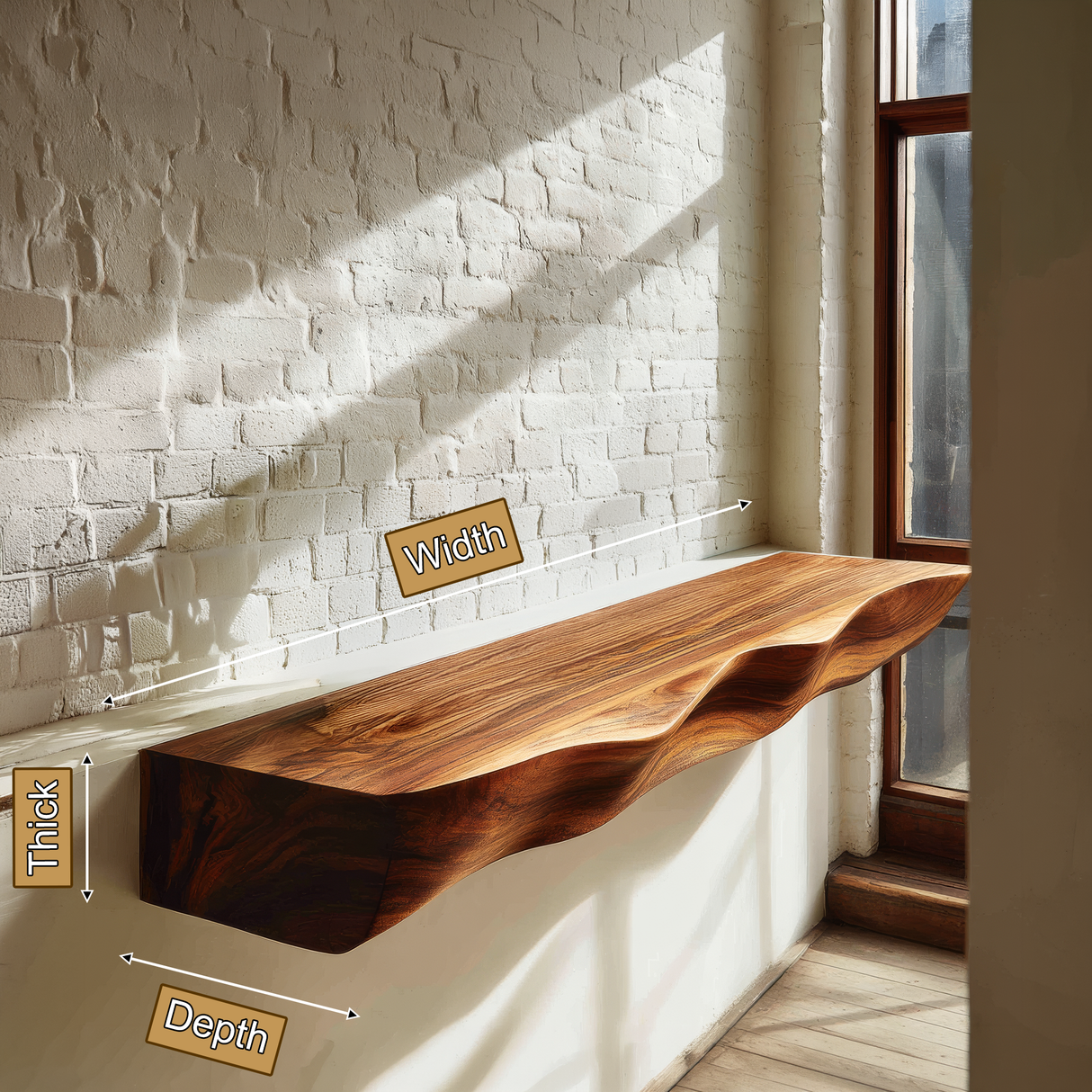 Orliven Sculpted Solid Wood Floating Shelf SPA265482 - Timberustic Floating Shelf