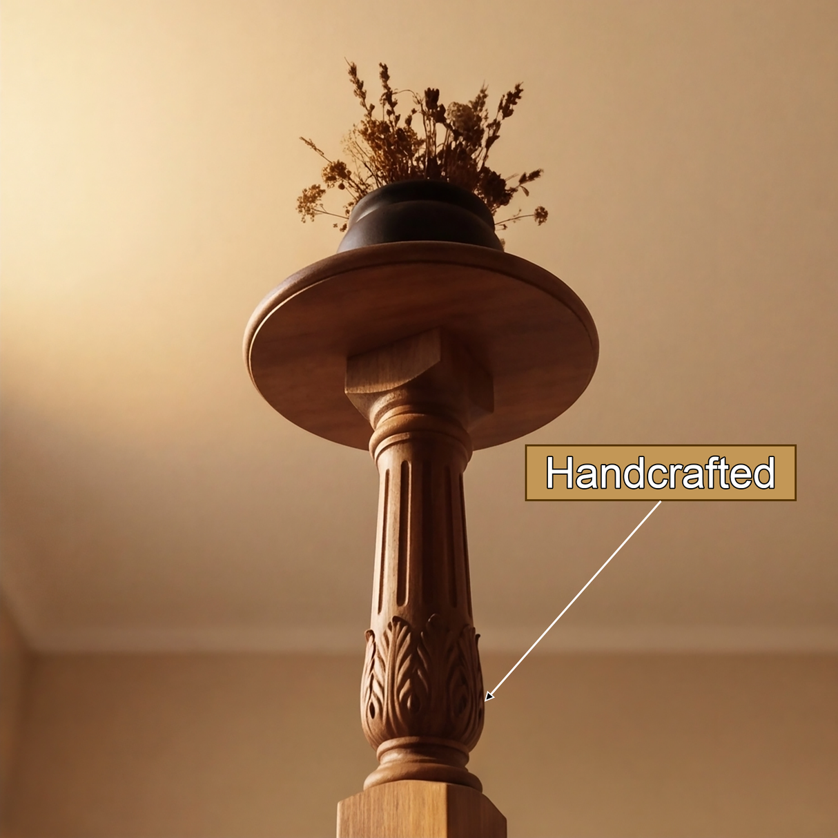 Orlune Solid Wood Pedestal Stand - Timberustic Pedestal Stand