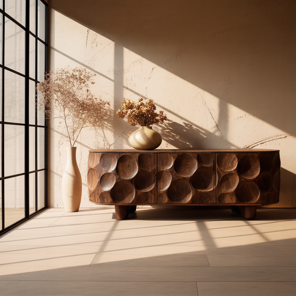 Orva Sculpted Solid Wood Sideboard Cabinet