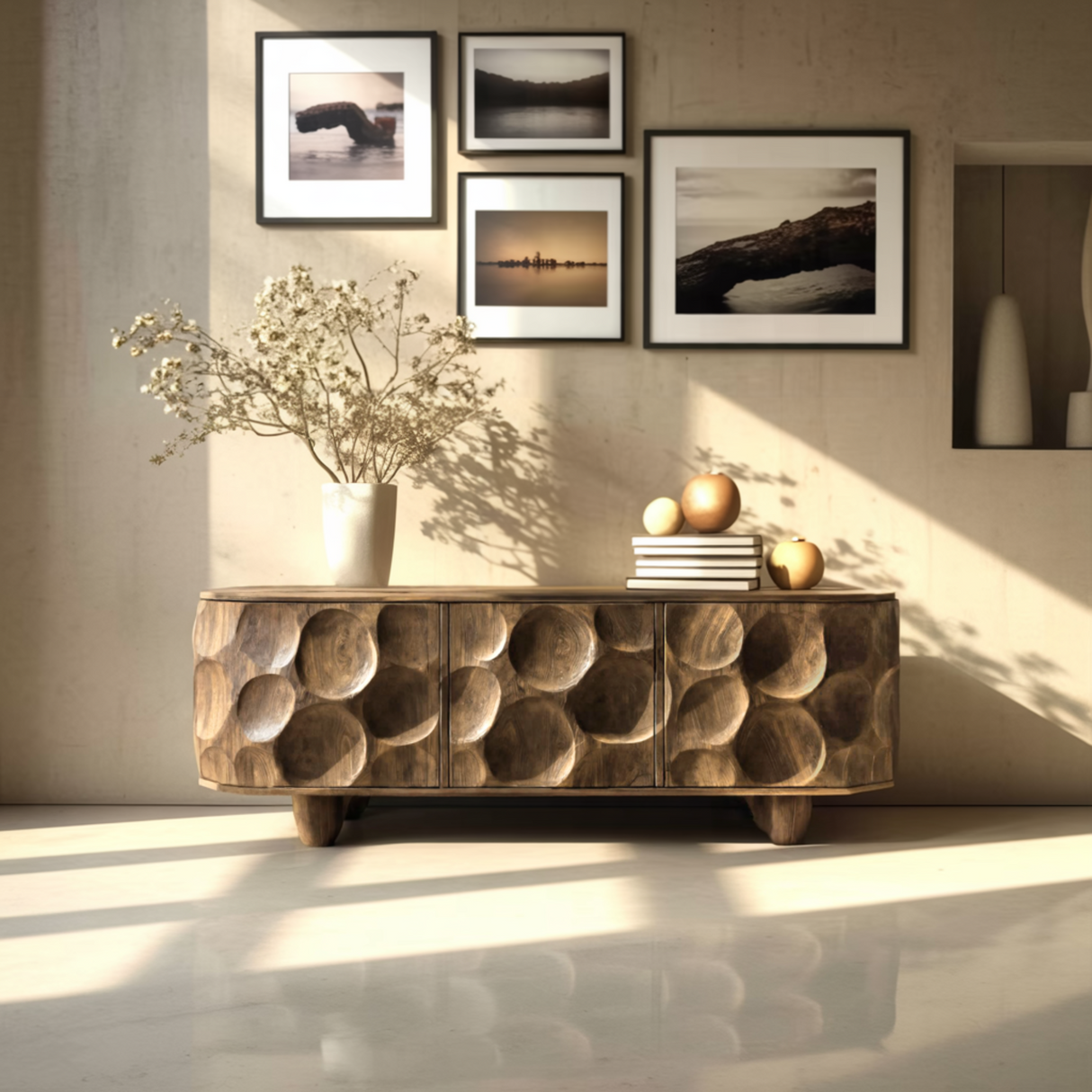 Orva Sculpted Solid Wood Sideboard Cabinet