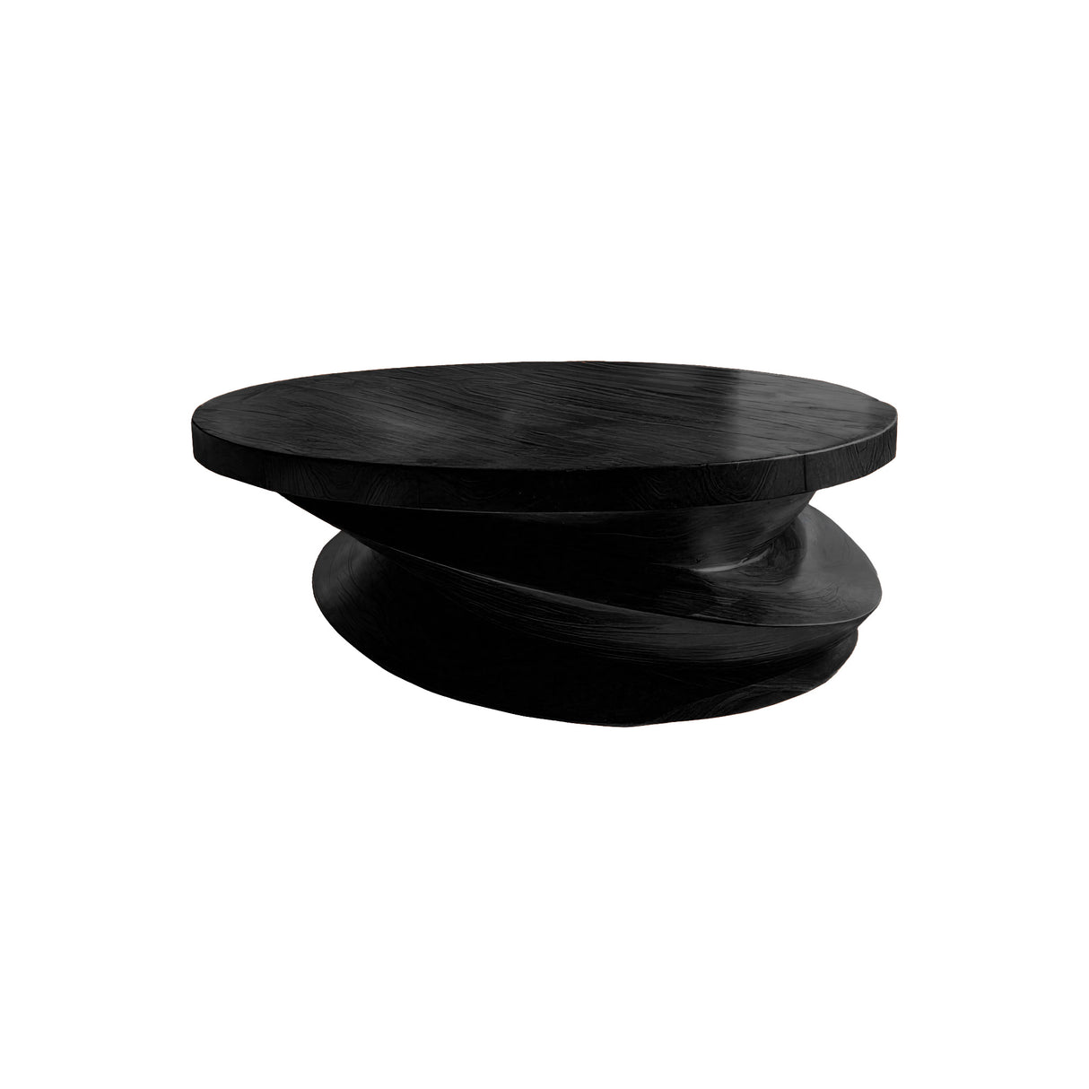 Orvane Sculpted Solid Wood Round Coffee Table Black - Timberustic Coffee Table