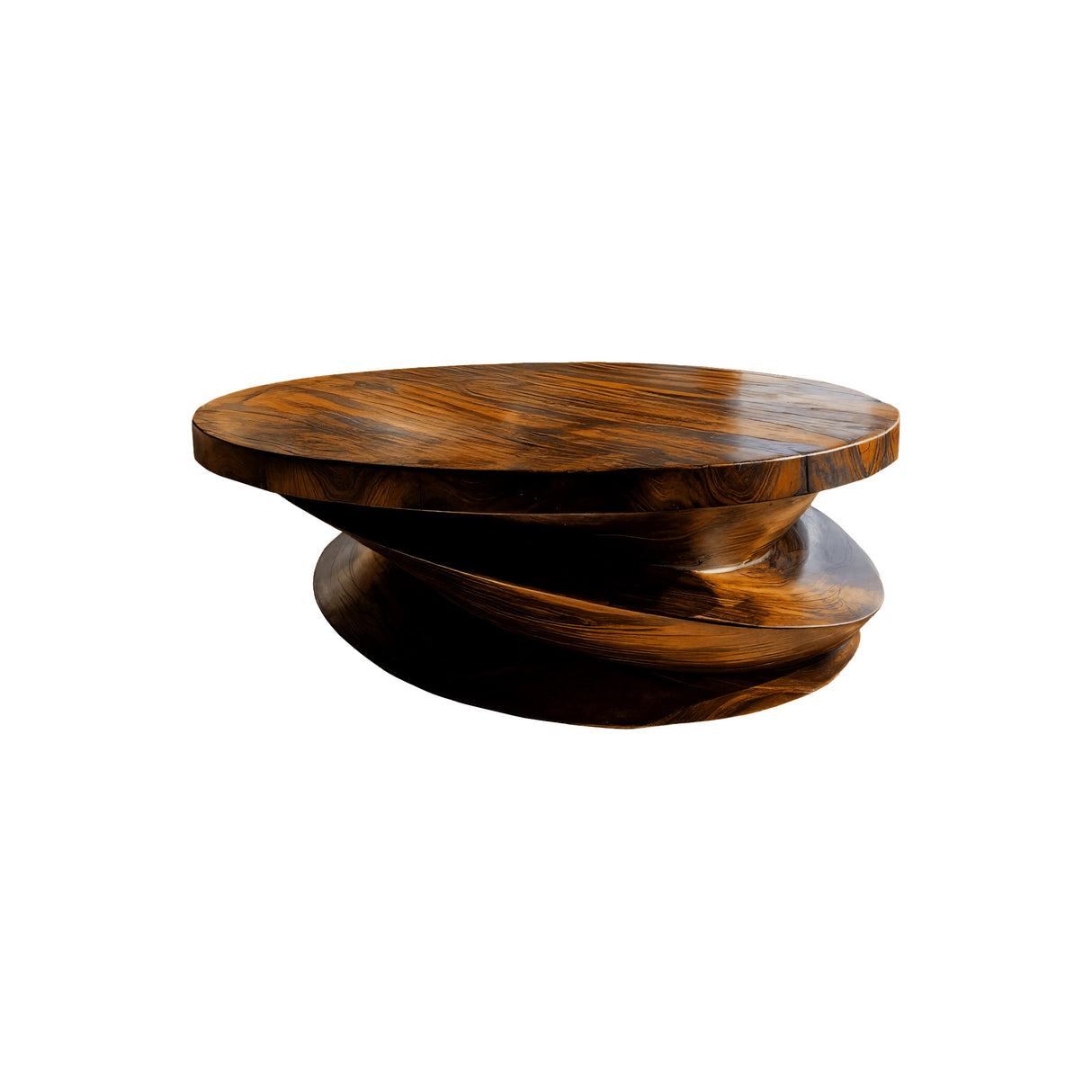 Orvane Sculpted Solid Wood Round Coffee Table Brown - Timberustic Coffee Table