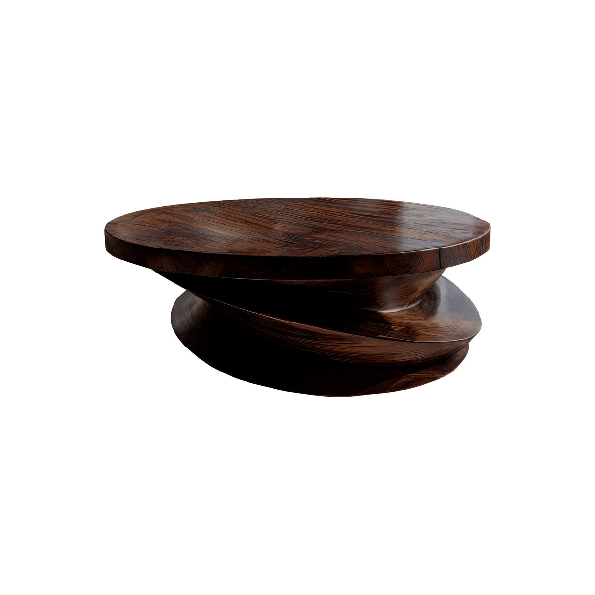 Orvane Sculpted Solid Wood Round Coffee Table Dark Walnut - Timberustic Coffee Table