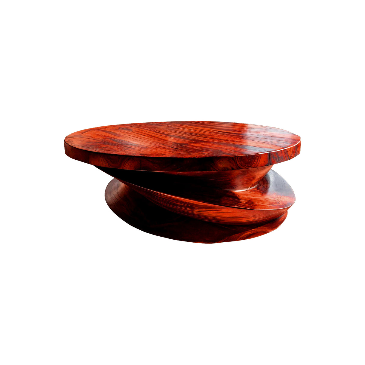Orvane Sculpted Solid Wood Round Coffee Table Mahogany - Timberustic Coffee Table