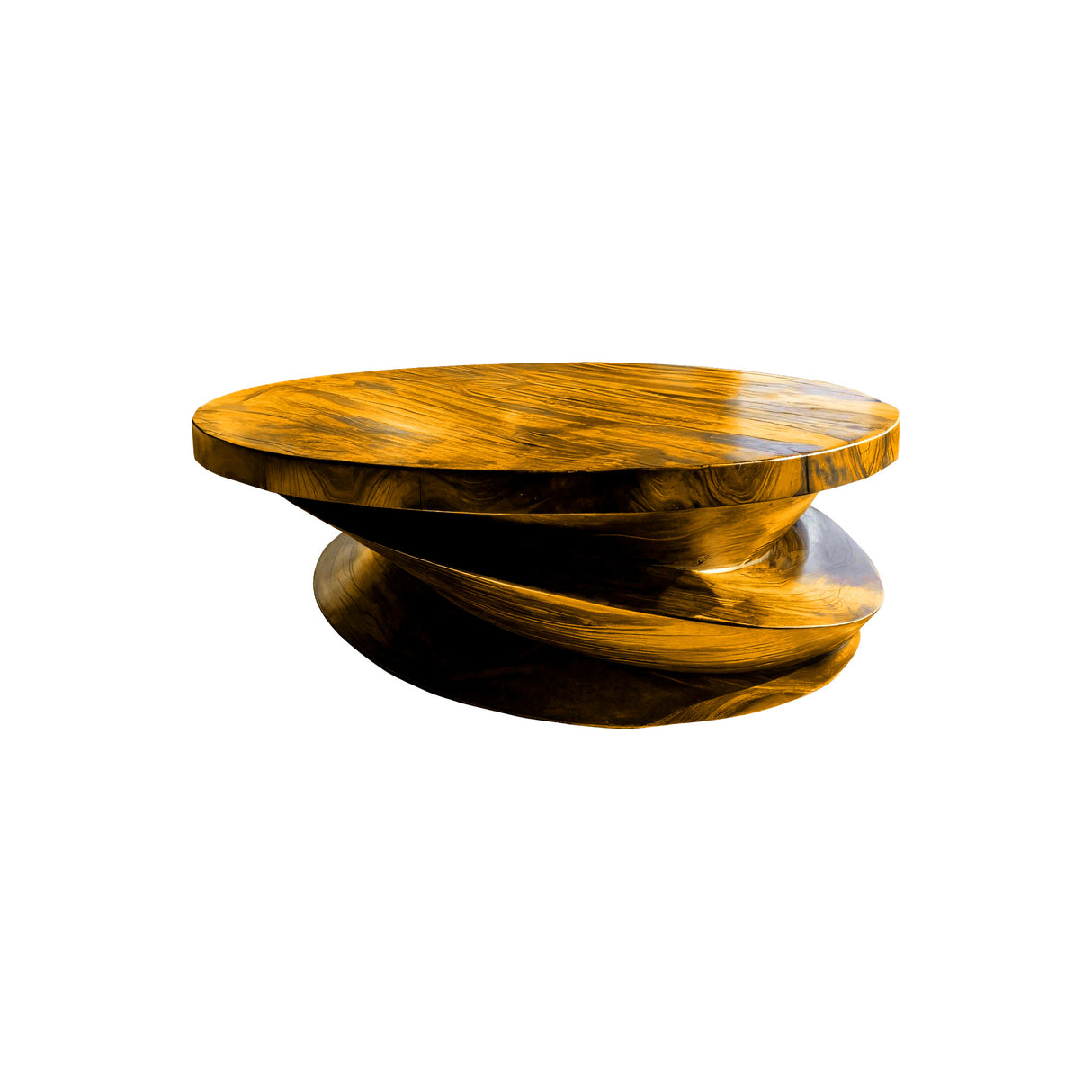 Orvane Sculpted Solid Wood Round Coffee Table Teak - Timberustic Coffee Table