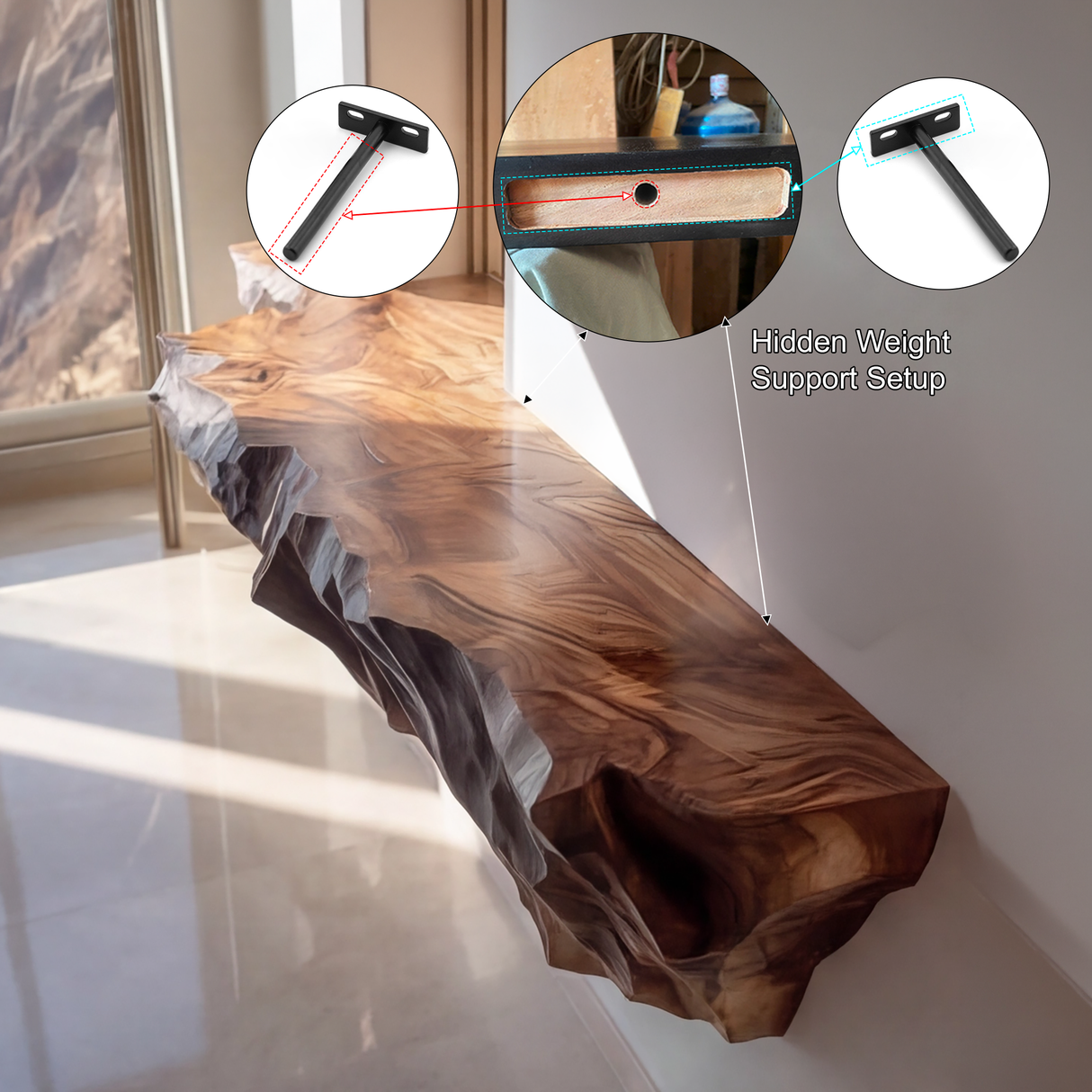 Orvane Sculpted Solid Wood Mountain Floating Shelf SPA842851 - Timberustic Floating Shelf
