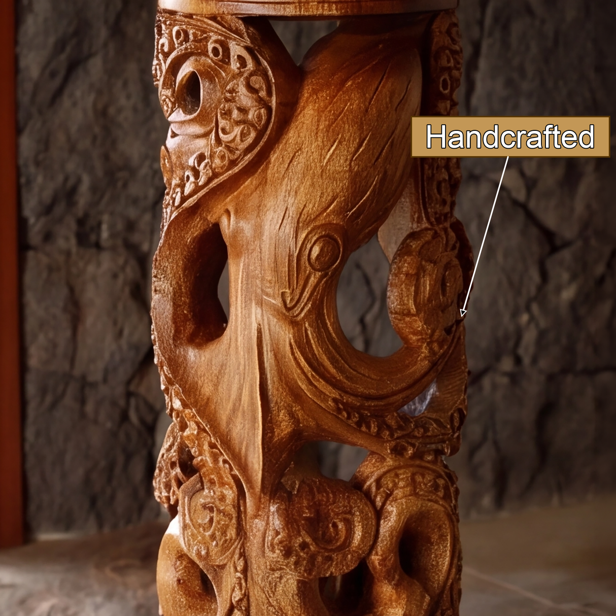 Orvanto Sculpted Solid Wood Pedestal Stand - Timberustic Pedestal Stand