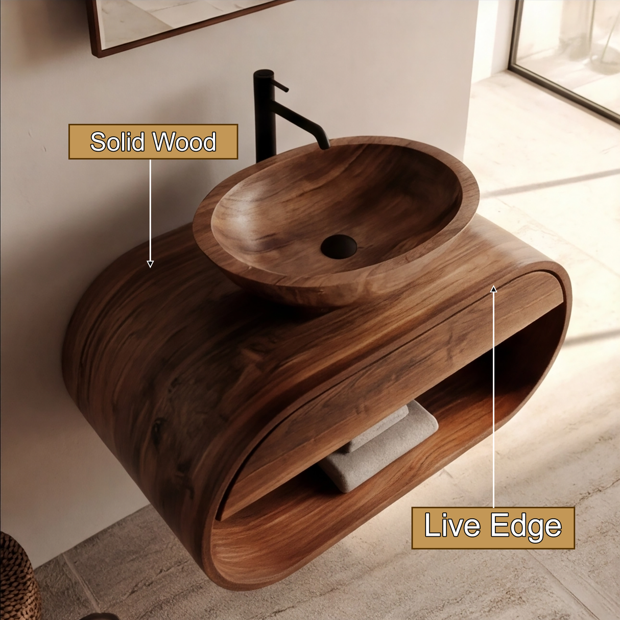 Orvelis Sculpted Solid Wood Floating Bathroom Vanity with Drawers SPA662923 - Timberustic Floating Bathroom Vanity With Drawers
