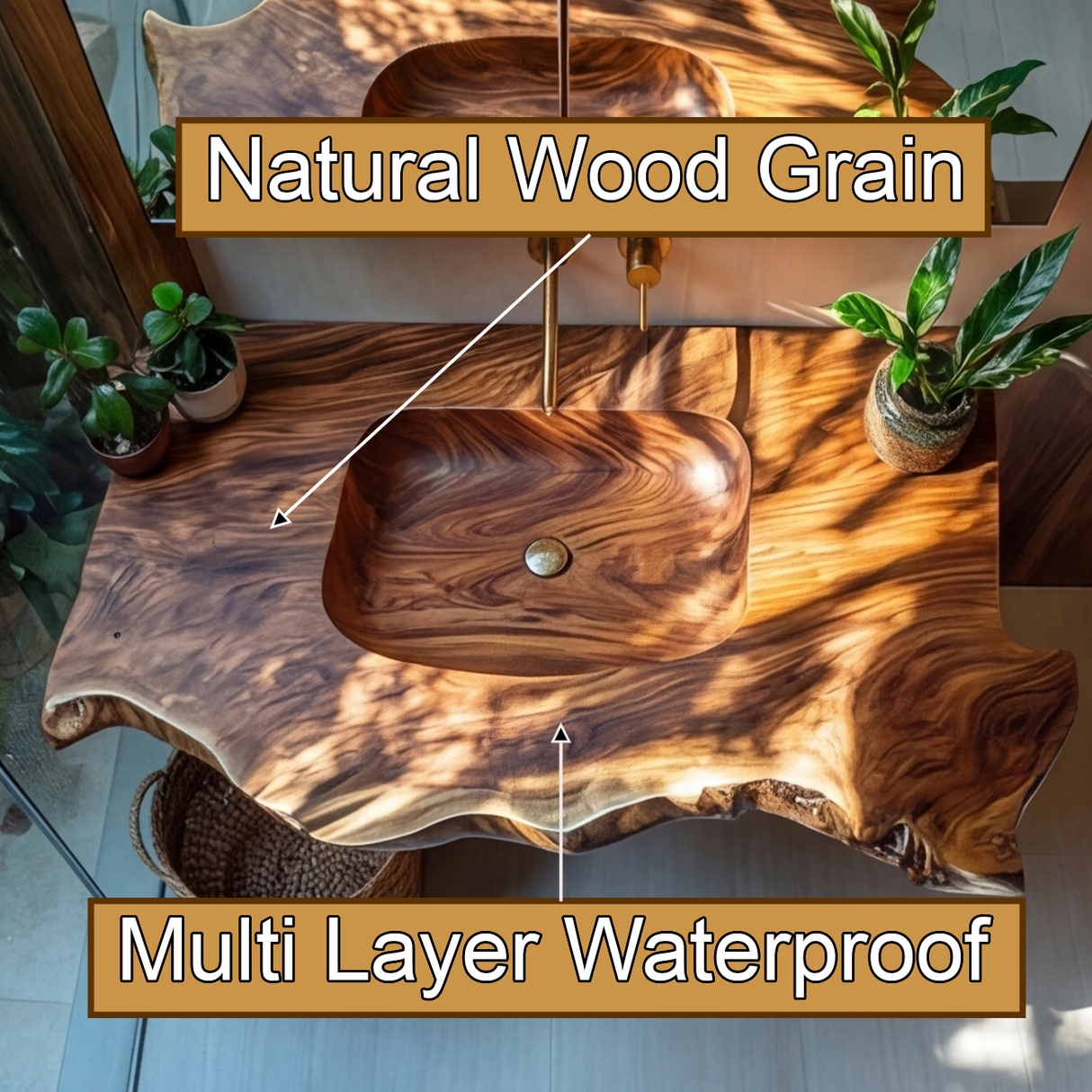 Orvella Live Edge Solid Wood Floating Bathroom Vanity with Integrated Sink SPA395554 - Timberustic Floating Bathroom Vanity with Integrated Sink
