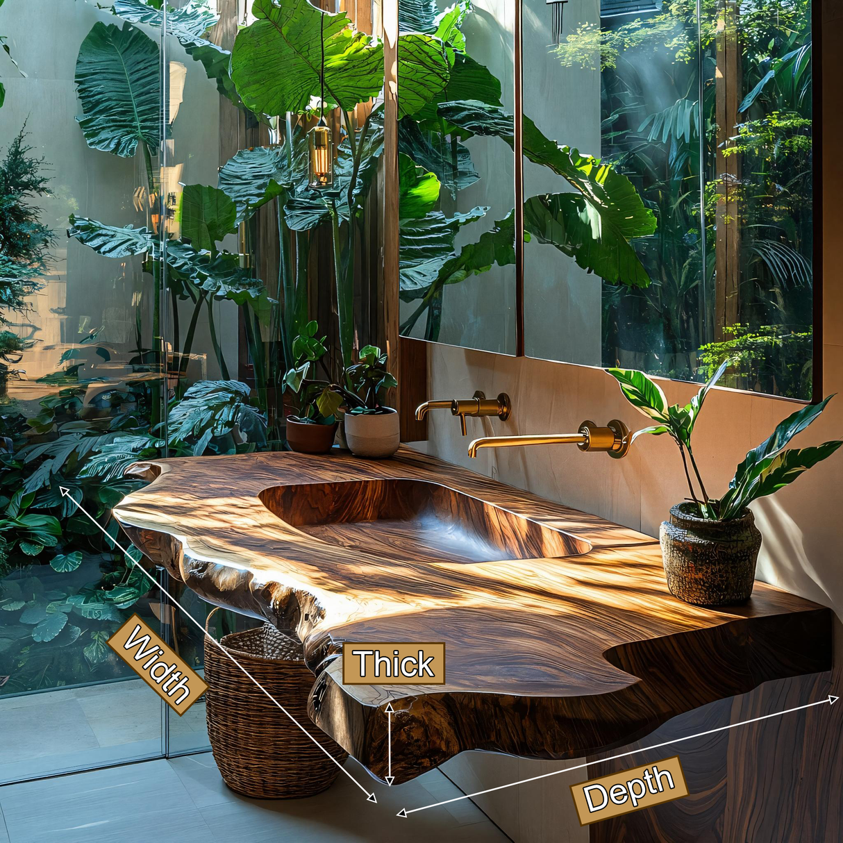 Orvella Live Edge Solid Wood Floating Bathroom Vanity with Integrated Sink SPA395554 - Timberustic Floating Bathroom Vanity with Integrated Sink