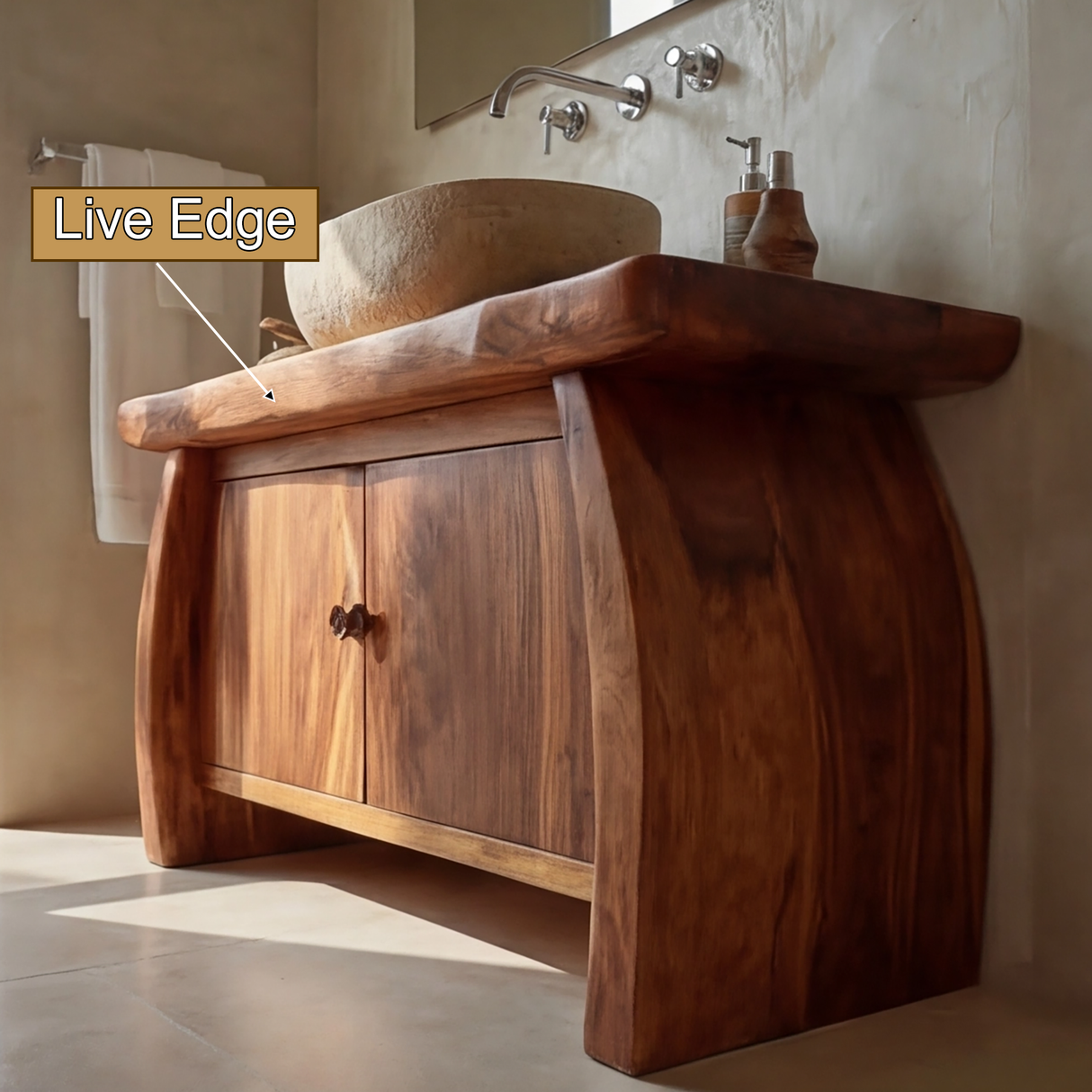 Orvessa Sculpted Solid Wood Freestading Bathroom Vanity with Cabinet - Timberustic Freestanding Bathroom Vanity with Cabinet