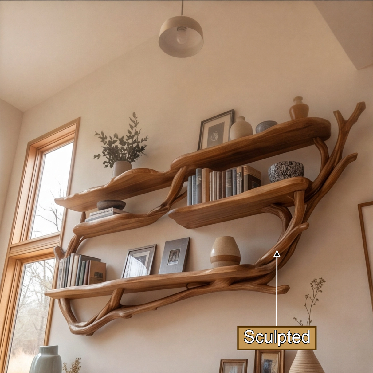 Orvessa Sculpted Solid Wood Console Table with Shelves - Timberustic Console Table with Shelves