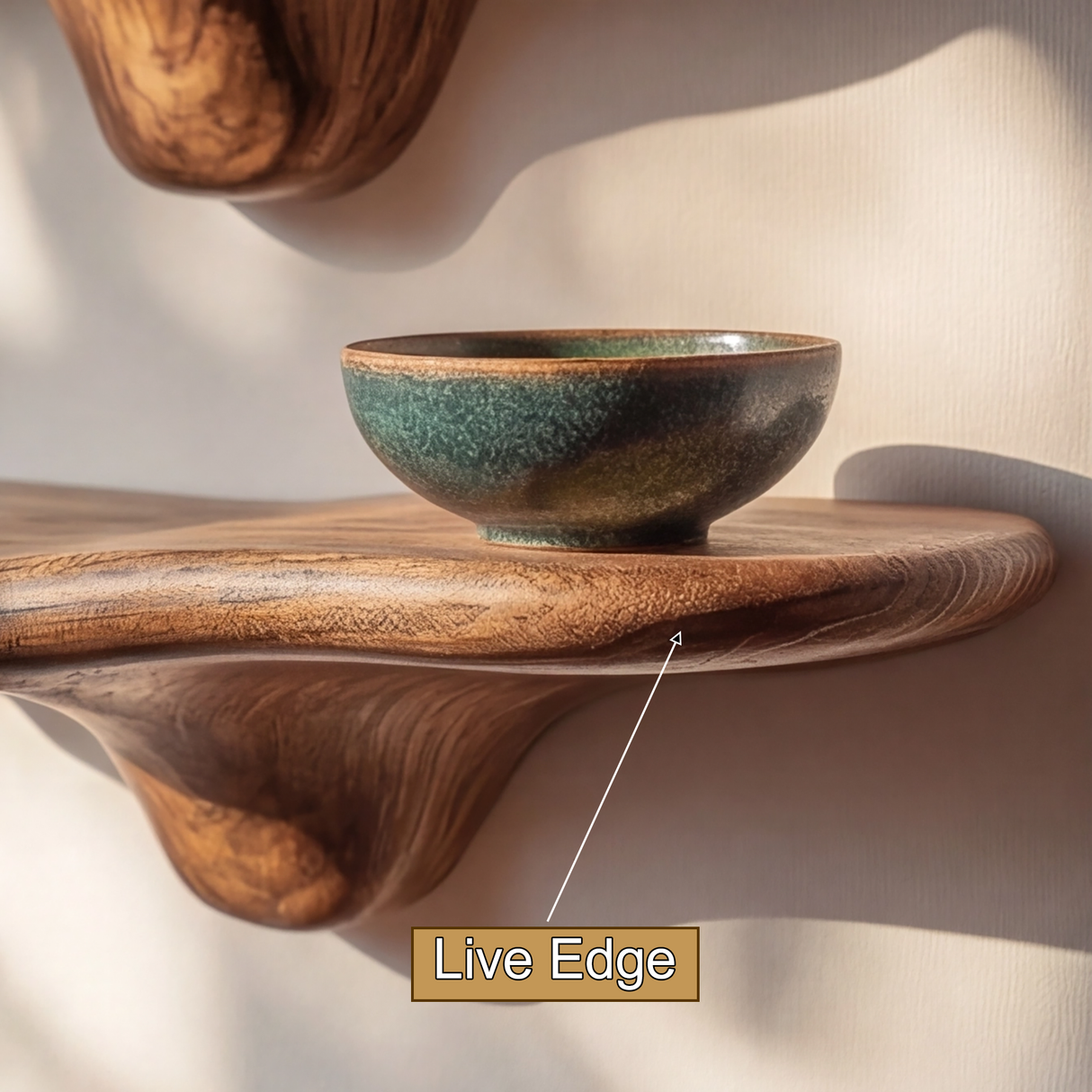 Orvessa Sculpted Solid Wood Mushroom Floating Shelf SPA964852 - Timberustic Floating Shelf