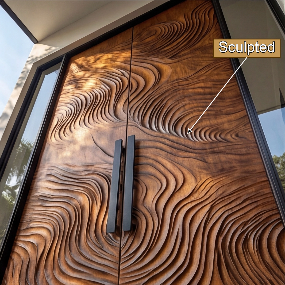 Orvessa Sculpted Solid Wood Rectangular Double Doors - Timberustic Door