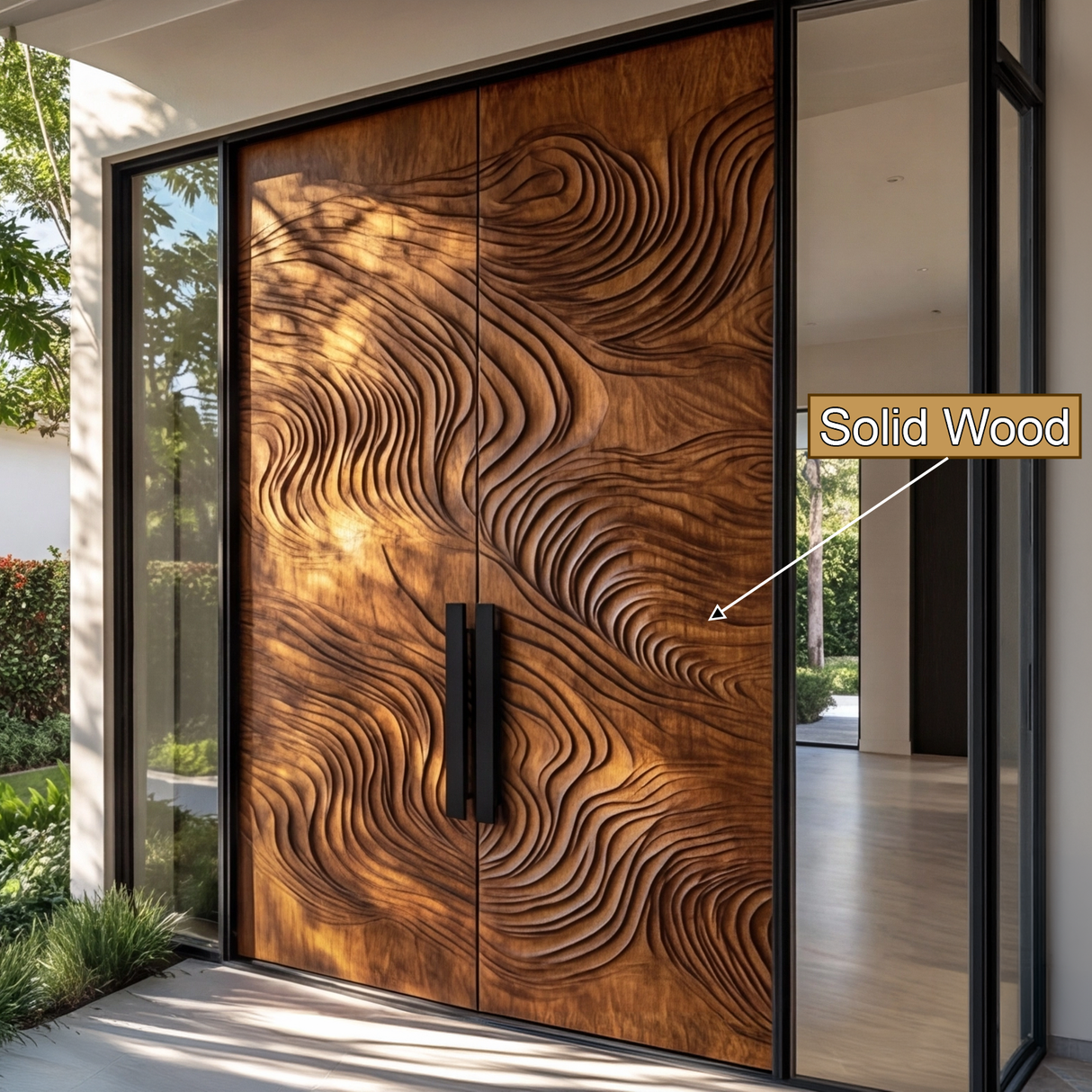 Orvessa Sculpted Solid Wood Rectangular Double Doors - Timberustic Door