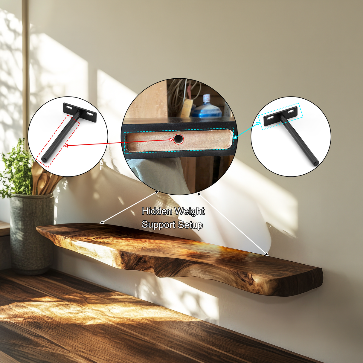 Orveth Live Edge Solid Wood Floating Shelf SPA524698 - Timberustic Floating Shelf