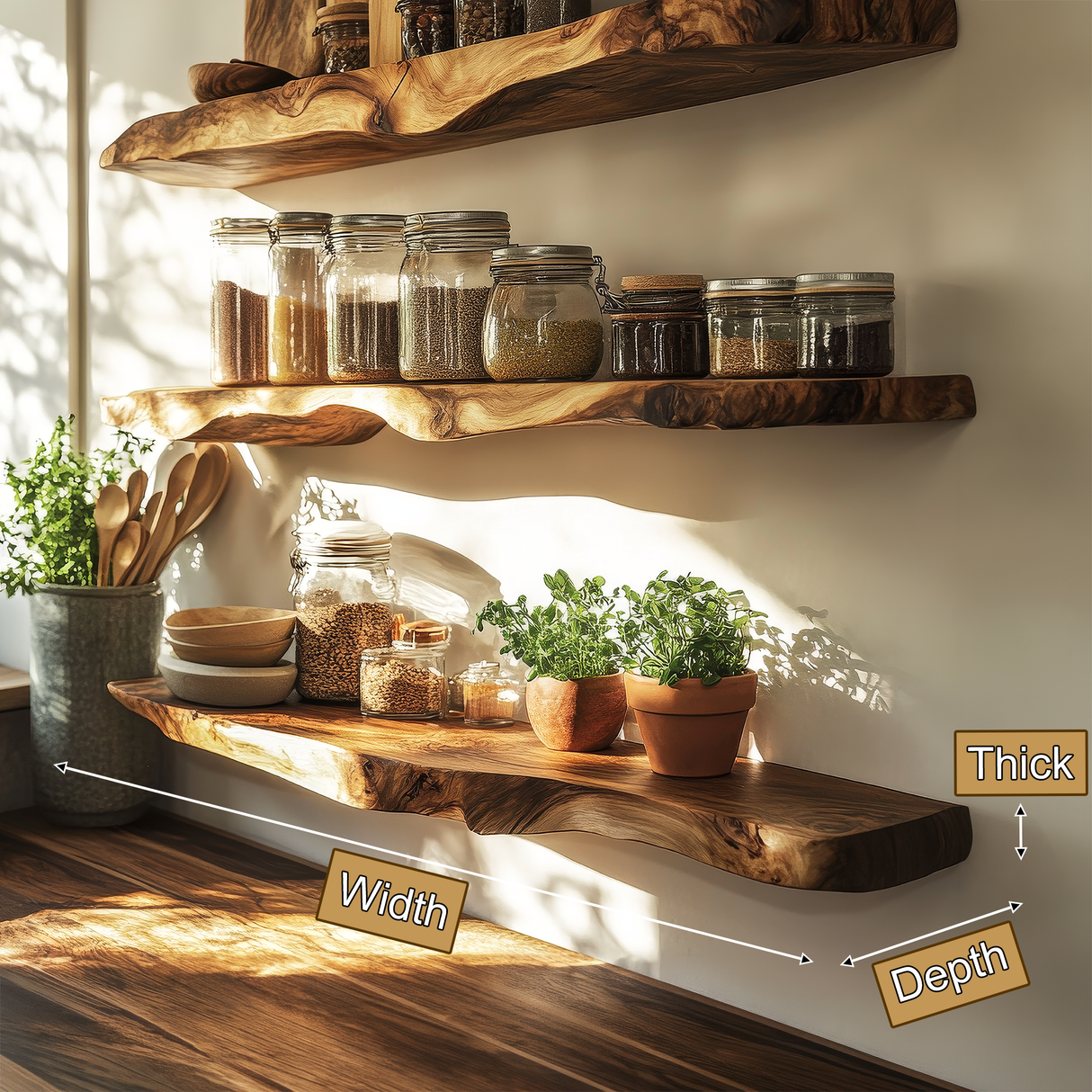 Orveth Live Edge Solid Wood Floating Shelf SPA524698 - Timberustic Floating Shelf
