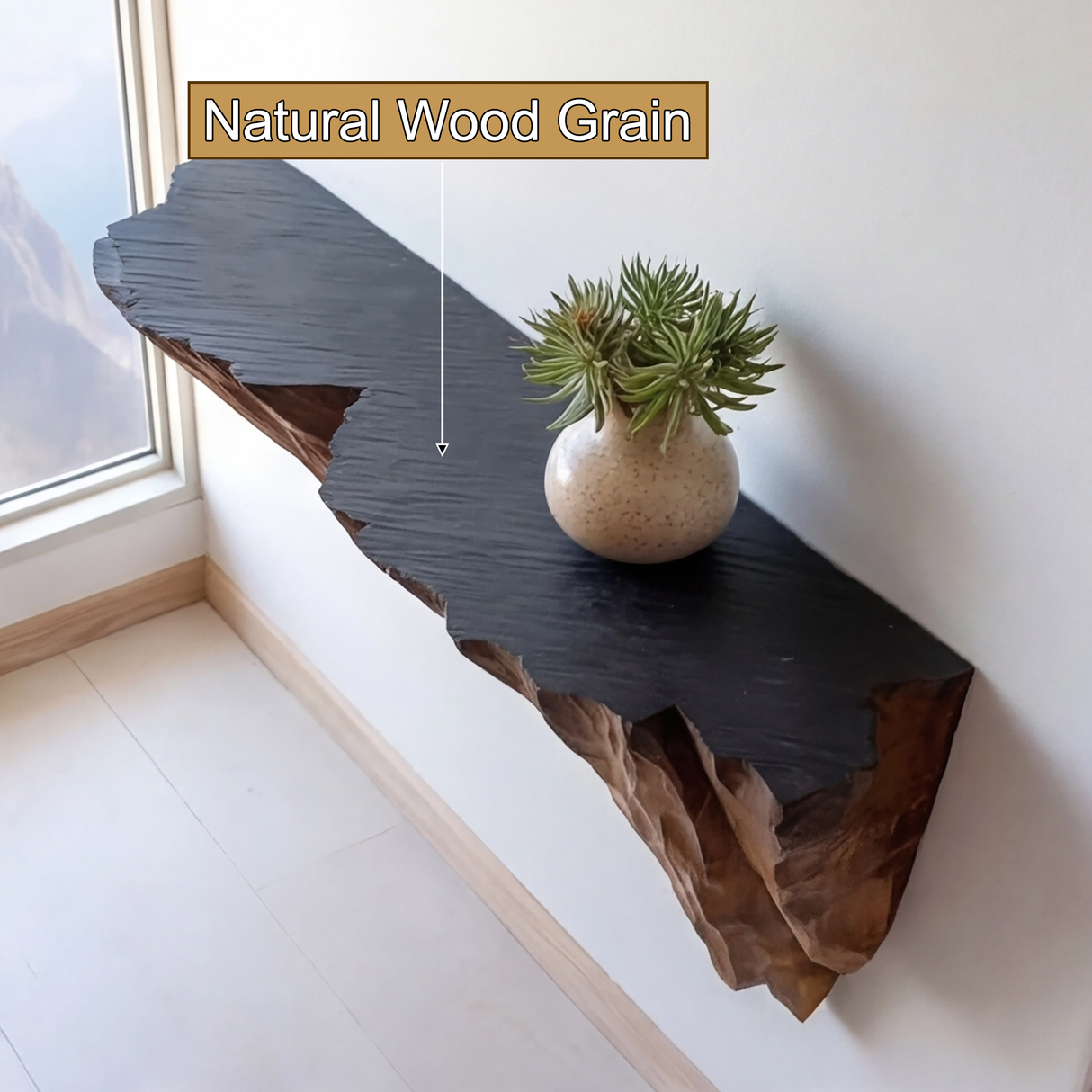 Orvethra Live Edge Solid Wood Mountain Floating Shelf SPA524789 - Timberustic Floating Shelf