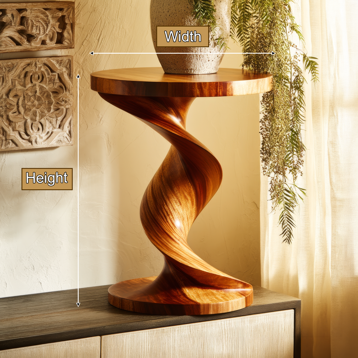 Orvexa Twisted Solid Wood Pedestal Stand - Timberustic Pedestal Stand