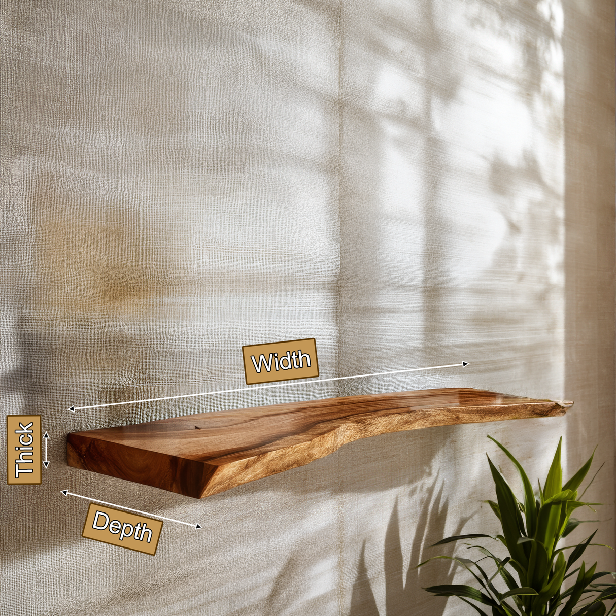 Orvian Live Edge Solid Wood Floating Shelf SPA175851 - Timberustic Floating Shelf