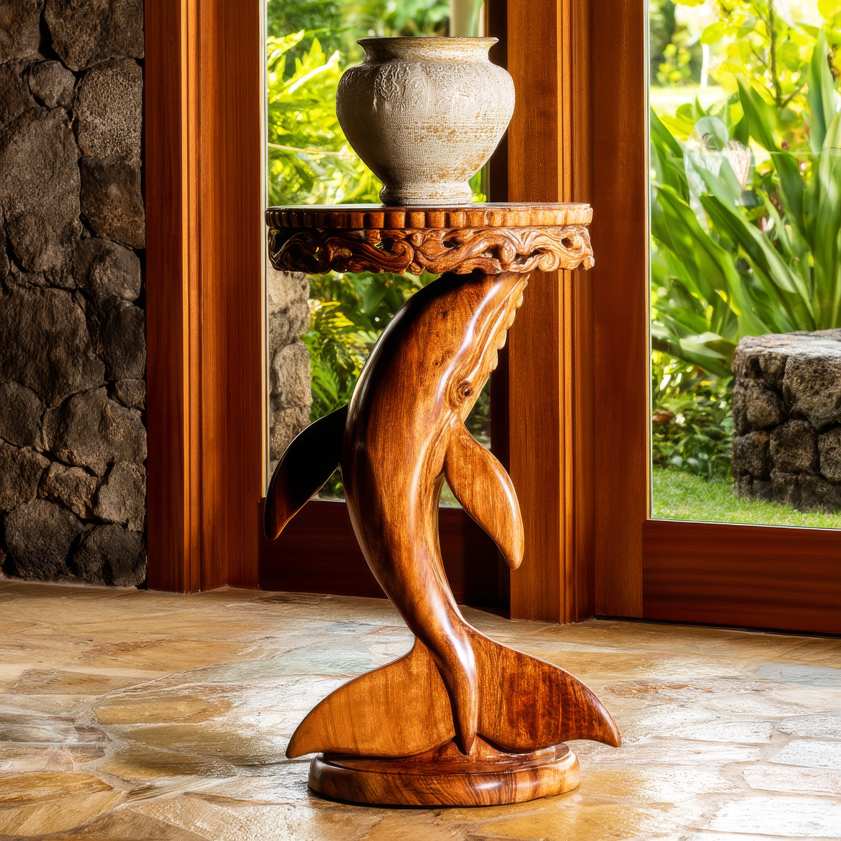 Orvion Sculpted Solid Wood Pedestal Stand - Timberustic Pedestal Stand