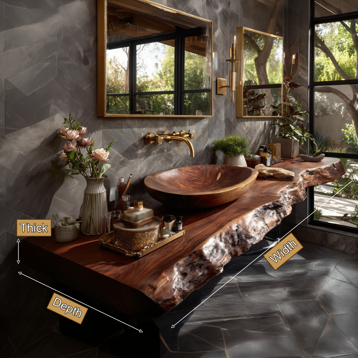 Orvyn Live Edge Solid Wood Floating Bathroom Vanity SPA524639 - Timberustic Floating Bathroom Vanity
