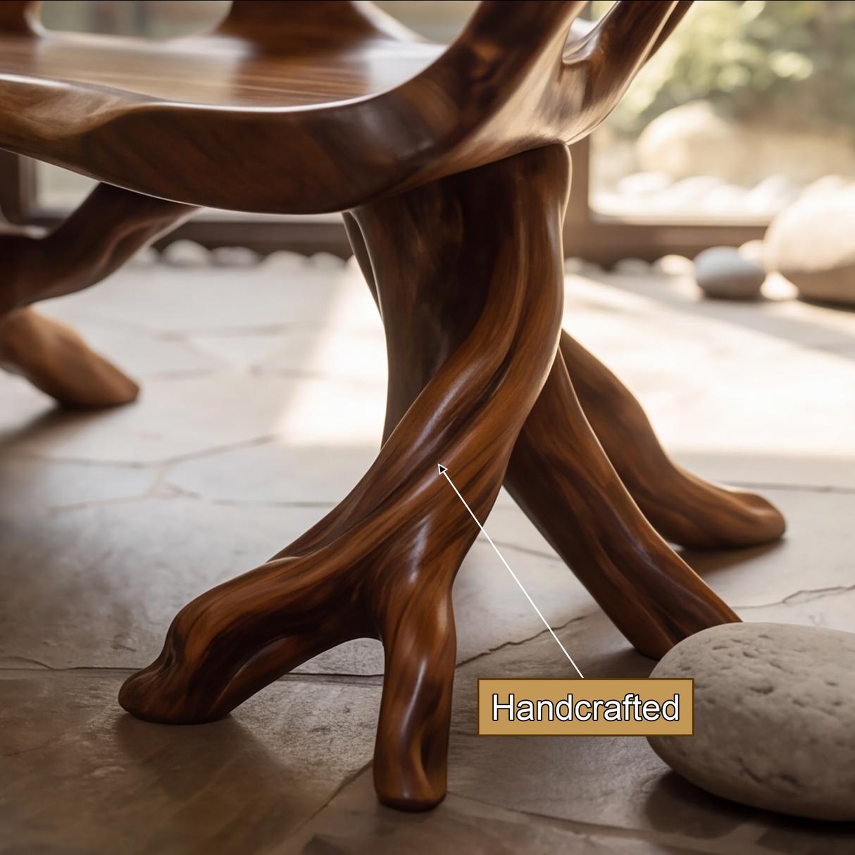 Oryndor Sculpted Solid Wood Outdoor Bench
