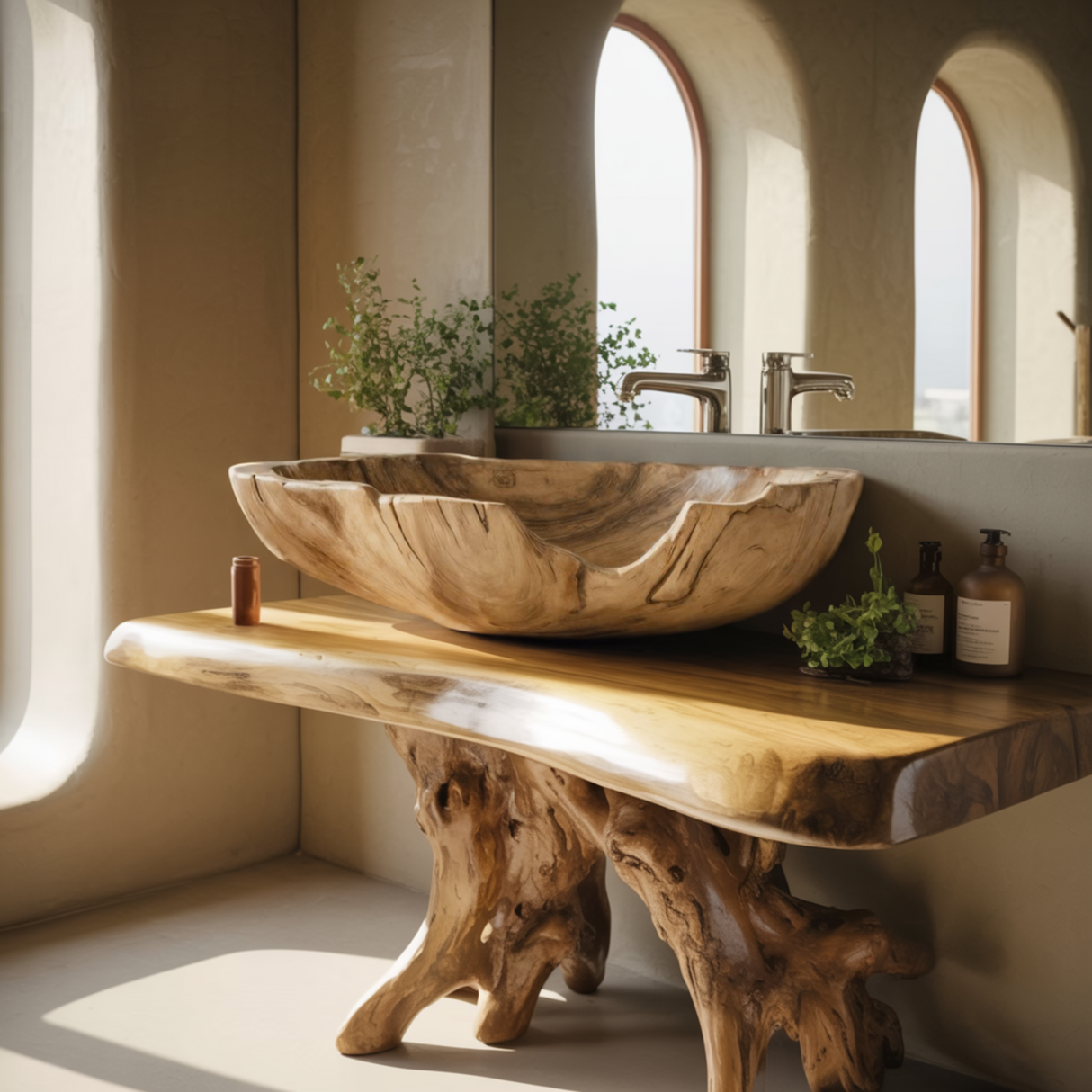 Petalgrain Organic Live Edge Wood Vessel Sink