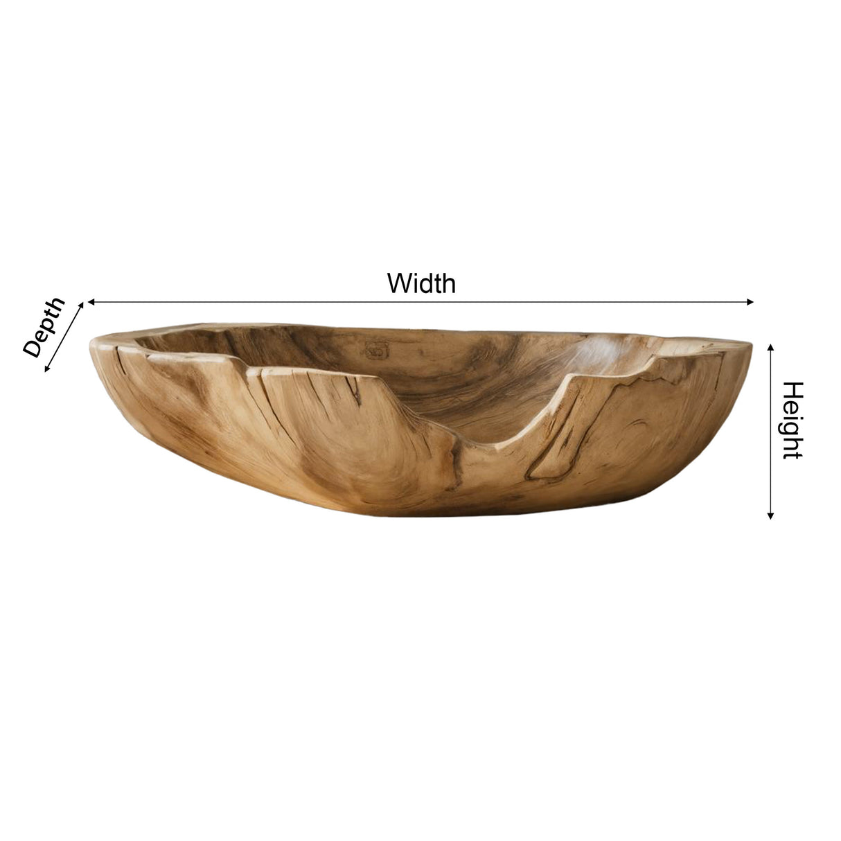 Petalgrain Organic Live Edge Wood Vessel Sink