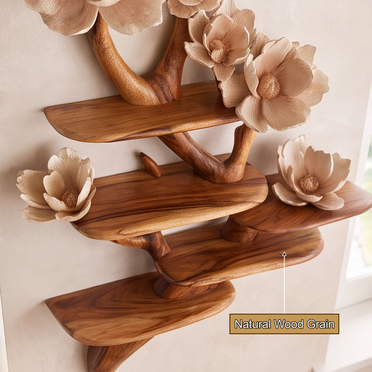 Petalwyn Handcrafted Solid Wood Tree-Inspired Bookshelf