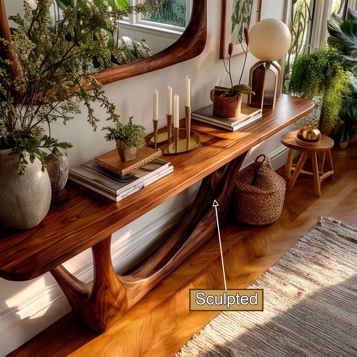 Quorvannis Sculpted Solid Wood Console Table - Timberustic Console Table