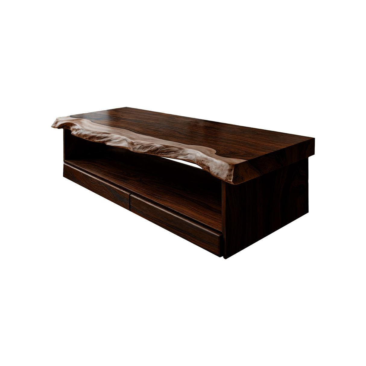 Ravelle Live Edge Solid Wood Floating Bathroom Vanity with Drawers Dark Walnut - Timberustic Floating Bathroom Vanity With Drawers